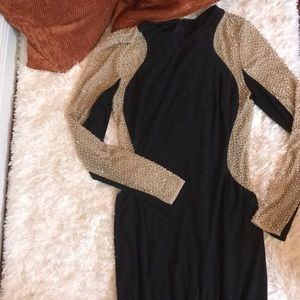 Black rhinestone midi dress